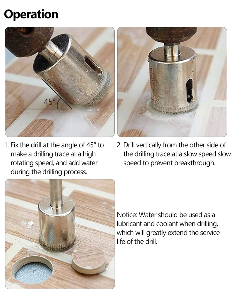Diamond Drill Bit, ROFMAPLE 7pcs Glass Drill Bits Include 10/25 / 40/55 / 70/85 / 100 mm for Glass, Marble, Granite Stone