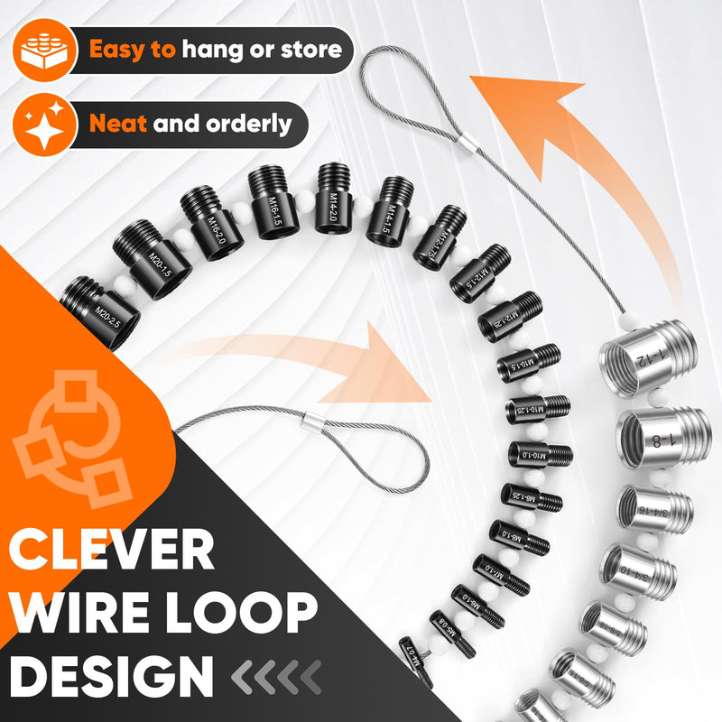 ASDFGHT Nut and Bolt Thread Checker - (44 Gauges) High-Speed Steel Bolt and Nut Identifier Gauge - SAE and Metric Nut Bolt Size Gauge - Nut and Bolt Measurement Tool with Engraved Identification Black & White 44 specifications