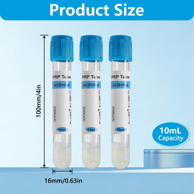 10mL PRP Processing Tubes with ACD & Separation Gel, 10 Pack | Individually wrapped tubes designed for laboratory sample preparation and separation workflows.