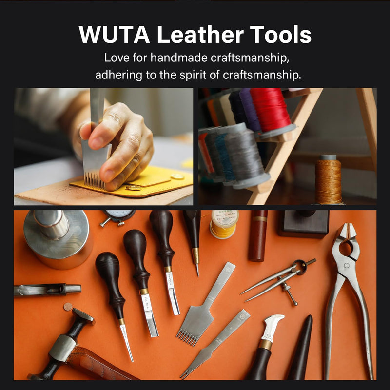 WUTA 6 Pcs Rectangle Leather Hole Punch Set, High Carbon Steel Punch Tool, Hollow Punch Cutter Kits for Belt & Leather Crafting（2 * 4mm + 2 * 6mm + 2 * 8mm + 3 * 10mm + 4 * 12mm + 4 * 14mm） 2*4mm + 2*6mm + 2*8mm + 3*10mm + 4*12mm + 4*14mm