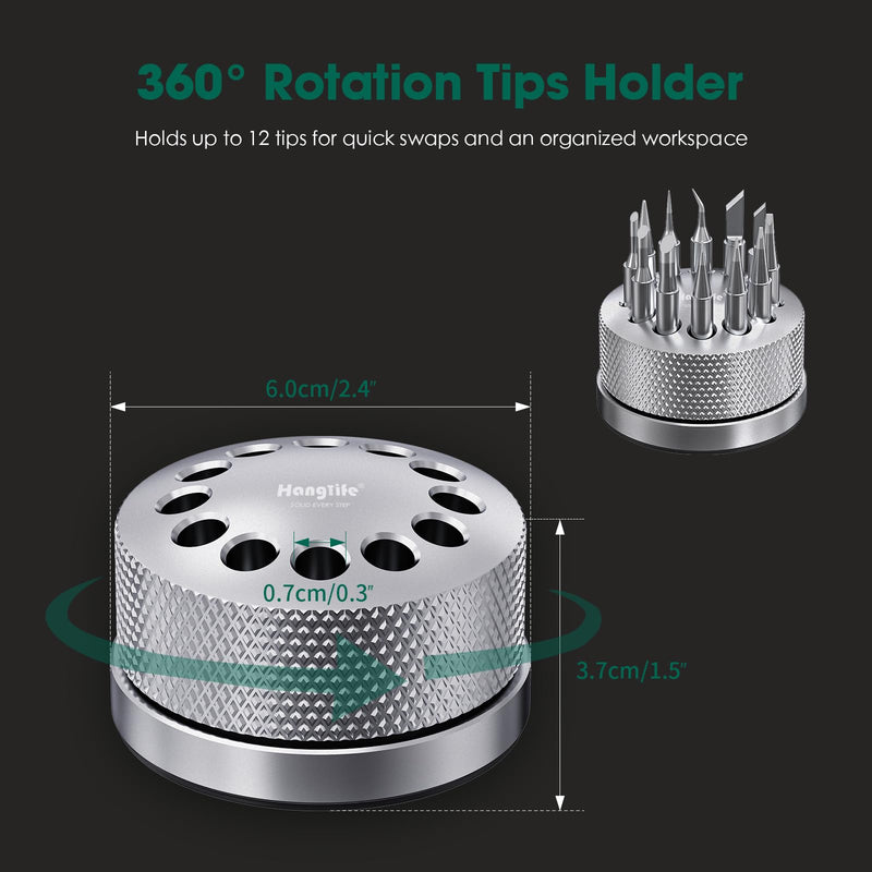 HANGLIFE 900M Soldering Iron Tips with Tip Holder for Hakko, Yihua, Atten, Quick, Ryobi, and More Soldering Stations/Guns - Replacement Solder Tips for Welding Equipment & Accessories (12 pcs) Kit 1 With Holder
