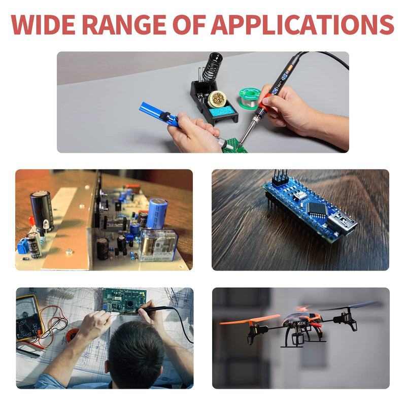 YIHUA 928D-III Soldering Iron,110W High Power, Fully Digital Display °F /°C- Temperature Control Soldering Tool, Accurate 194~896°F, with ON/OFF Switch, Iron Tip, Brass Wool, Automatic Sleep Mode Advanced Style - Digital Iron (High Power)