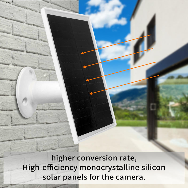 6W Solar Panel Charger, Solar Panel with Micro USB & USB-C Port for DC 5V Outdoor Rechargeable Battery Camera, IP66 Waterproof, 360° Adjustable Security Mount, 1PC 1