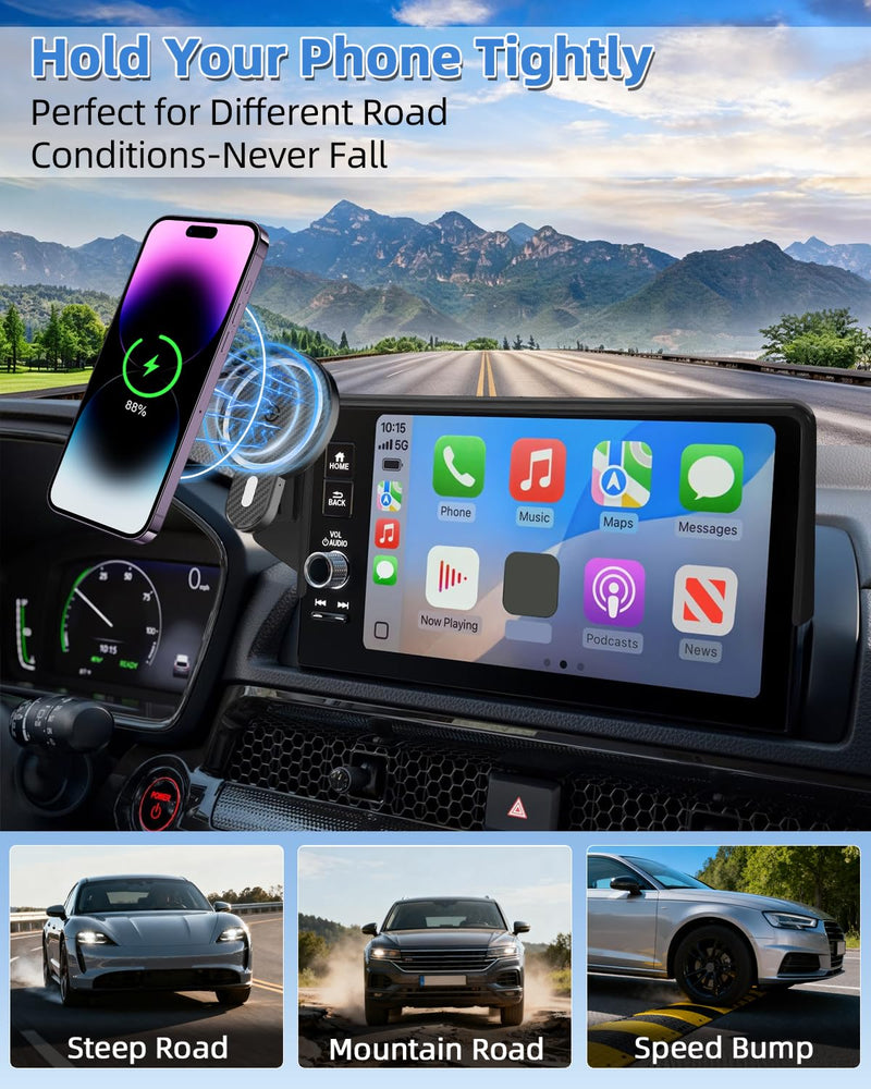 PZK Car Phone Holder for BMW 3 Series 2019-2022/ BMW 4 Series 2021-2023 | BMW 2 Series 2022-2024 Accessories 10.25-Inch Screen Magnetic 15W Fast Wireless Charger Car Phone Mount 360° Rotation Magsafe+ Wireless Charger
