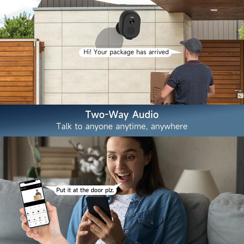 Security Cameras Wireless Outdoor, 2K/3MP QHD Home Security System 4-Cam Kit with 130°-Wide View, Night Vision, Spotlight,IP65 Waterproof, Support Alexa,2.4GHz & 5GHz WiFi,Cloud/SD (C363-B-4PC) C363-B-4PC