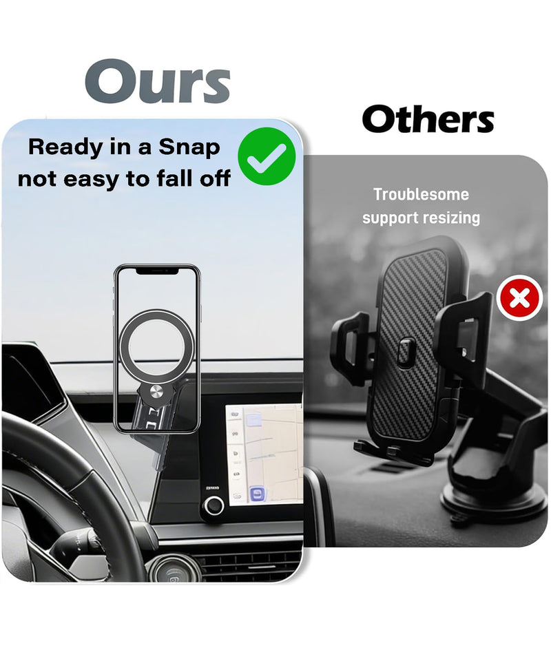 Car Phone Holder for Toyota Prius 2023 2024 2025 2026 8" Screen Accessories | MagSafe Strong Magnetic Clip-On Cell Phone Mount, Dual Slots for Driver & Passenger, 360° Rotatable Hands-Free Holders for 2023-2026 Prius (8" Screen DUAL SLOTS HOLDERS)