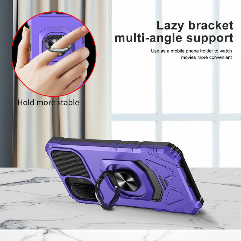 Case for TCL K70/TCL 70 XE with Screen Protector & Magnetic Ring Stand | TCL K70 Phone Case/TCL 70 XE Phone Case Dual Layer Silicone Shockproof Heavy Duty Military Grade Protection Black k70/70xe Purple