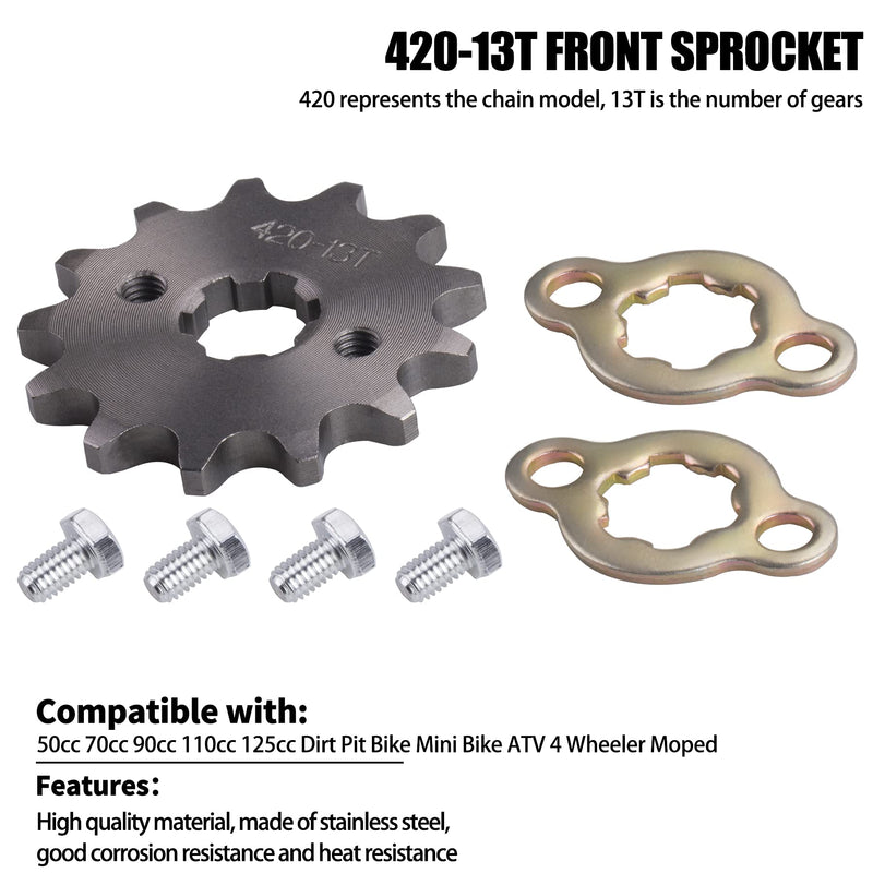 Motorcycle 420-13T Front Sprocket 17mm Compatible with 50cc 70cc 90cc 110cc 125cc 140cc15cc 160cc Lifan Loncin Dirt Bike 420 13t 17mm 1