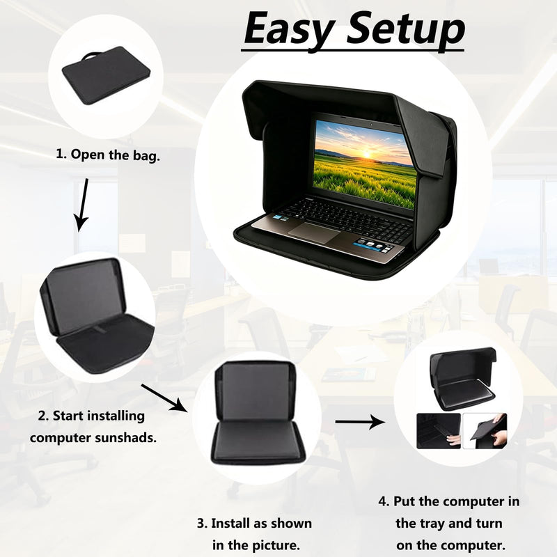 Rlozftel Laptop Sun Shade, Universal Foldable Laptop Tent Fits 12-14 inch Laptop, Computer Sun Shade Hood for Working Outside Outdoor, Travel, Beach, Protects Privacy 12-14inch