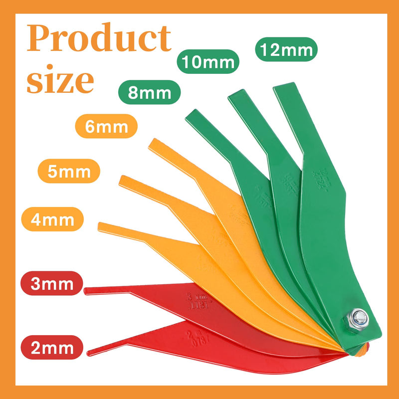 Brake Pad Measuring Tool, 8 Pieces Brake Pad Thickness Gauge Color-Coded Steel Structure Thickness Gauge Automotive Brakes Measuring Tool for Measure Disc and Drum Braking Pads Gauges