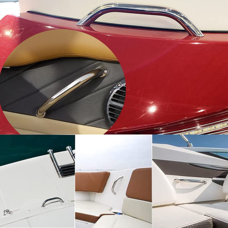 ISURE MARINE Boat 316 Stainless Steel 8-3/4'' Boat Polished Grab Handle Oval Tube Grab Bar Handrail for Marine Yacht RV