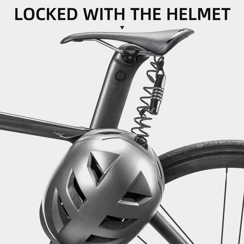ROCKBROS Motorcycle and Bike Helmet Lock - 4 Digit Cable Lock, Retractable Luggage and Stroller Lock, Black, 2Pcs