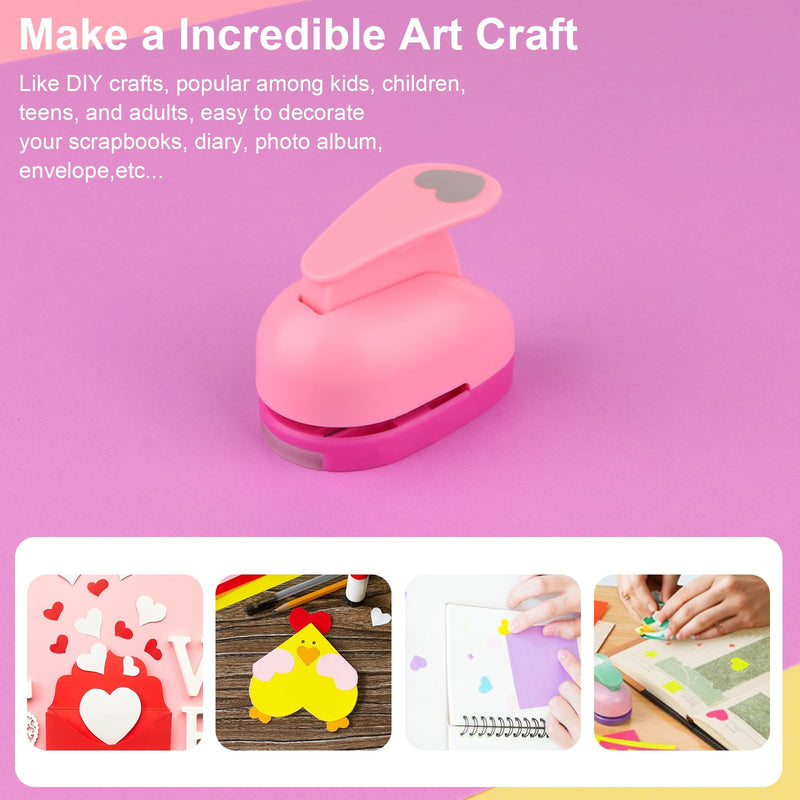 Rongon 3PCS Paper Punches for Crafting, Heart Hole Punch for Kids, Scrapbook Punch for Photos, Paper Puncher Tool for Wedding Day Greeting Card DIY Scrapbooking Albums Arts