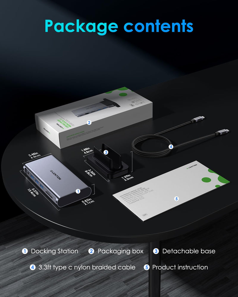 LENTION 11-in-1 USB C Docking Station with 4K@60Hz HDMI, 100W PD, Ethernet, 5xUSB 3.0, SD/TF, Vertical Space-Saving Design for MacBook Pro/Air M1/M2, Dell, HP, Lenovo, Surface Laptop (D54, Space Gray)