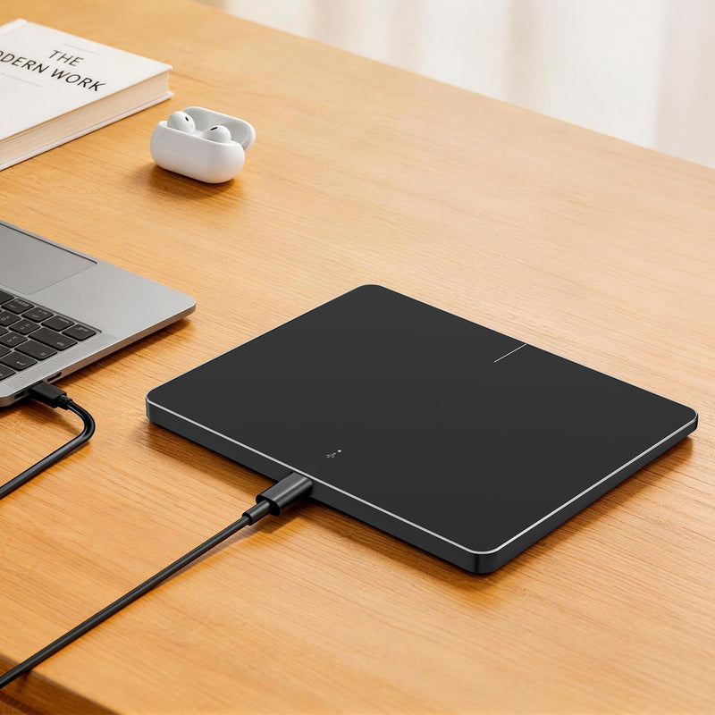 Wired Trackpad for Windows 10/11 – High-Precision Multi-Touch Portable Touchpad Mouse with Multi-Gesture, Ultra-Slim Aluminum Design, Compatibility for PC, Laptop, and Desktop Computers (dark) dark