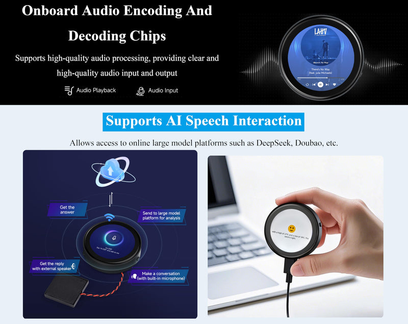 ESP32-C6 1.43inch AMOLED Round Touch Display Development Board, 160MHz RISC-V Processor,WiFi 6/Bluetooth 5/IEEE 802.15.4, 466×466 Pixels, Dual Digital Microphone Array, Support AI Speech Interaction