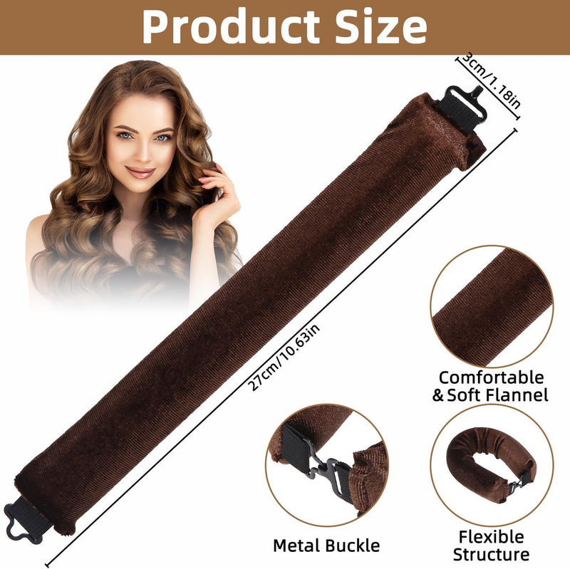 Heatless Curlers,3Pcs Heatless Curling Wand,Overnight Hair Rollers,Soft Sleeping Lazy Hair Rollers with Hook for All Hair Types(Brown)