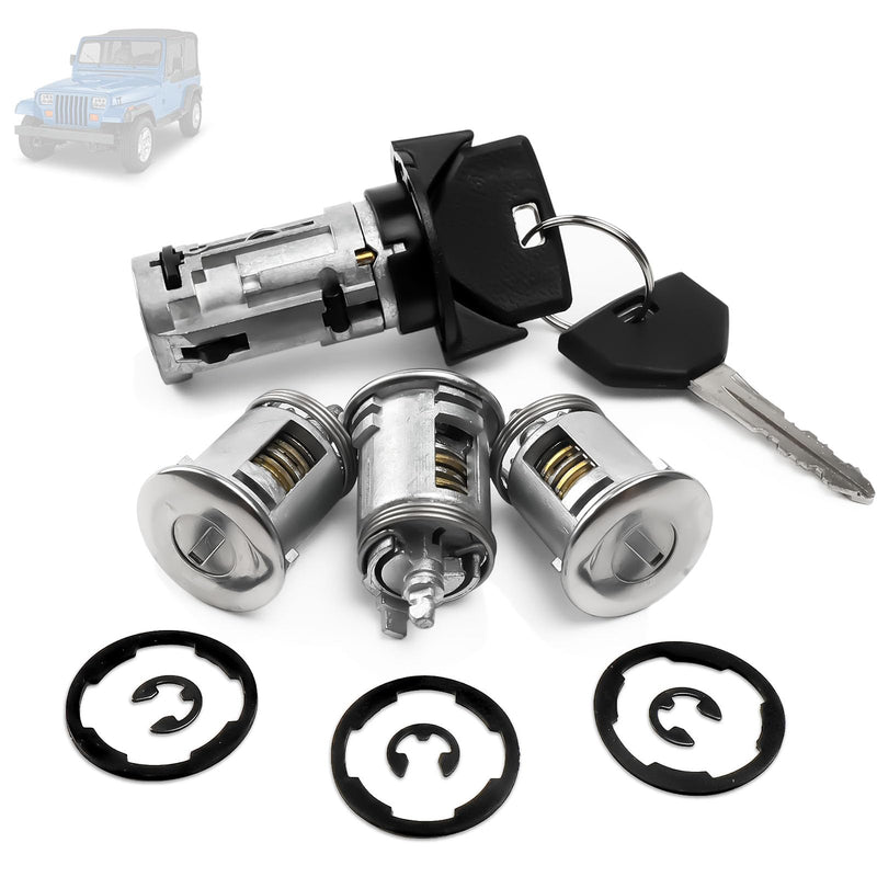 4720929K Ignition Switch Lock Cylinder & Door Lock with 2 Keys Fit for Jeep Wrangler YJ Cherokee XJ 1990-1996 Comanche 91-92 Grand Cherokee ZJ 93 Dodge Viper 92-93 Replace 17250.05 924-908 US211L