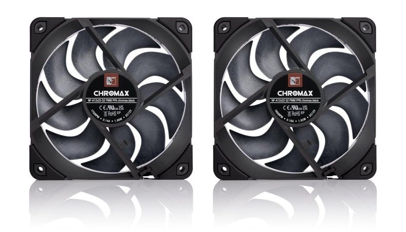 Noctua NF-A12x25 G2 PWM Sx2-PP chromax.Black, Dual Fan Set for Push-Pull and Side-by-Side Applications (Black)