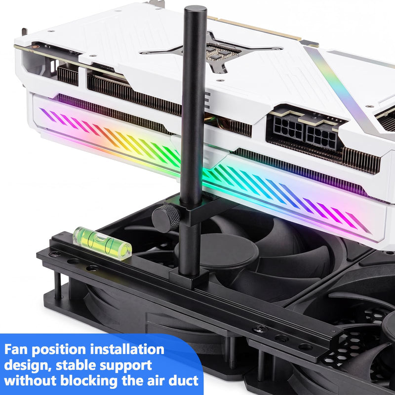 GPU Support Bracket, Metal Graphics Card Holder Support for 9cm/12cm/14cm Fan Mount, Adjustable Anti Sag GPU Stand 10-129mm for ATX MATX ITX Computer Case