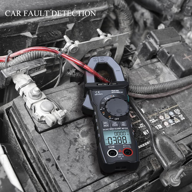 ZOYI ZT-QS9 Digital Clamp Meter Multimeter, T-RMS Auto-Ranging 6000 Counts, NCV Measures AC/DC 600V/600A, Capacitance, Resistance, Diode, Continuity, Duty-Cycle, Frequency and Temperature