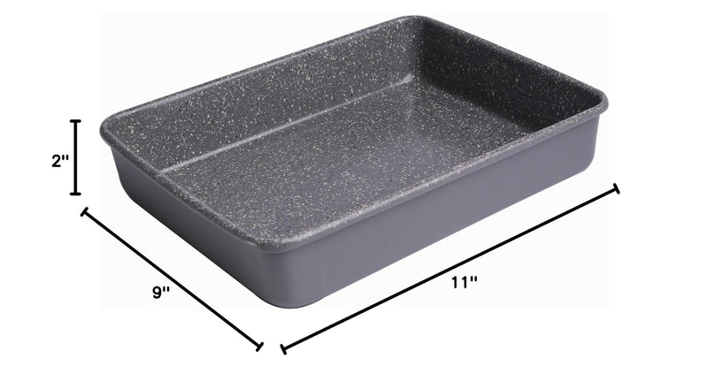 casaWare 11 x 9 x 2-inch Toaster Oven Ultimate Series Commercial Weight Ceramic Non-Stick Coating Baking Pan (Silver Granite) Silver Granite