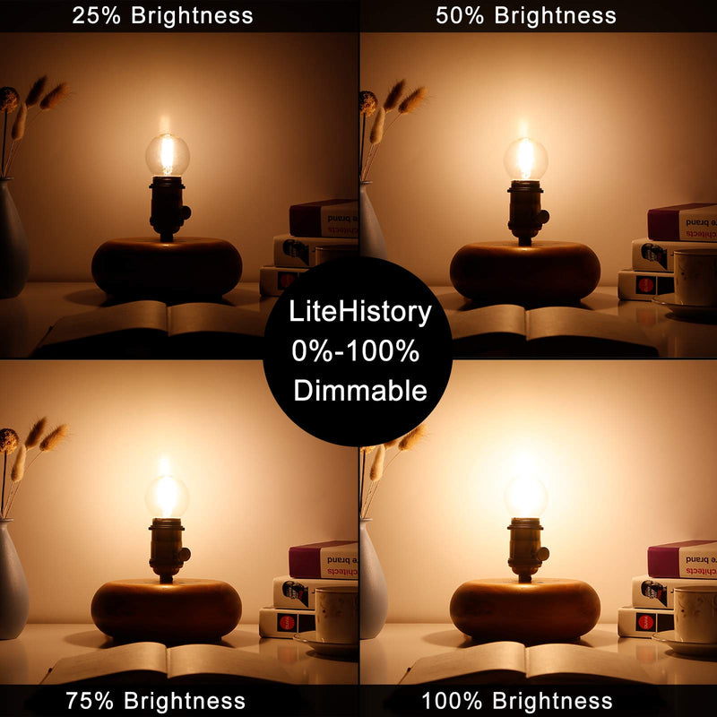 LiteHistory Dimmable E26 Edison Bulb G16.5 Light Bulb 6W Equal 60 watt Light Bulb AC120V Warm 2700K E26 led Bulb for Pendant,Chandeliers,Vanity,Wall sconces Edison Light Bulbs 60 Watt 600lm 6Pack 6w=60w Warm White 2700k E26