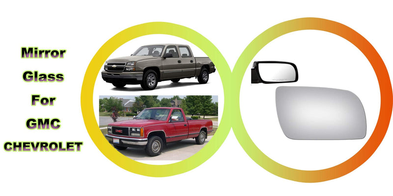WLLW Mirror Glass Replacement for CHEVY GMC 1992's - 2000's Truck Passenger Side Passenger Side 10 inches