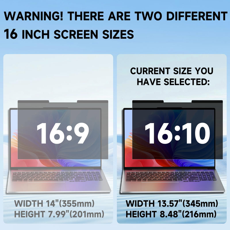 Laptop Privacy Screen 16 Inch, Laptop Screen Privacy Shield 16:10 Aspect Ratio Anti-Glare Blue Light Computer Monitor Protector,