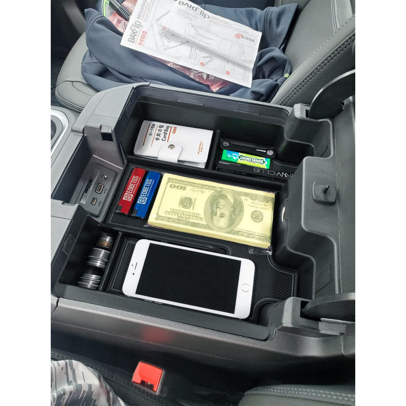  [AUSTRALIA] - Full Size Center Console Organizer Tray Compatible with 2019-2022 Chevy Silverado/GMC Sierra 1500 and 2020-2022 2023 Silverado/Sierra 2500HD 3500HD Accessories -Full Console w/Bucket Seats ONLY, Black