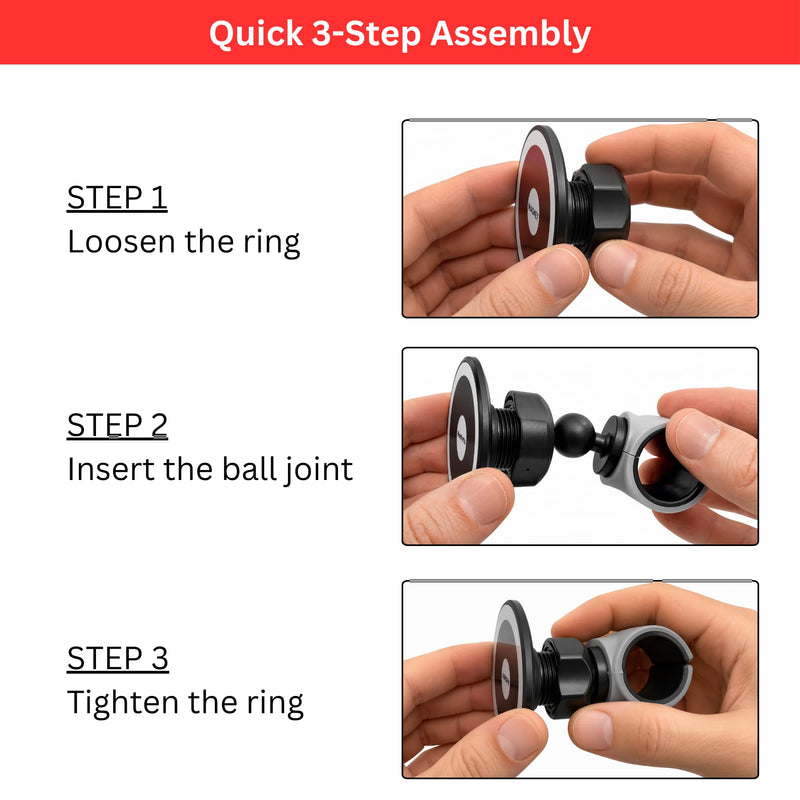 Maxby Steering Wheel Phone Holder with Magnetic Mount for Parked Use | Magnetic mount installs in seconds; 360° rotation enables hands-free viewing for calls, videos and meals while parked.