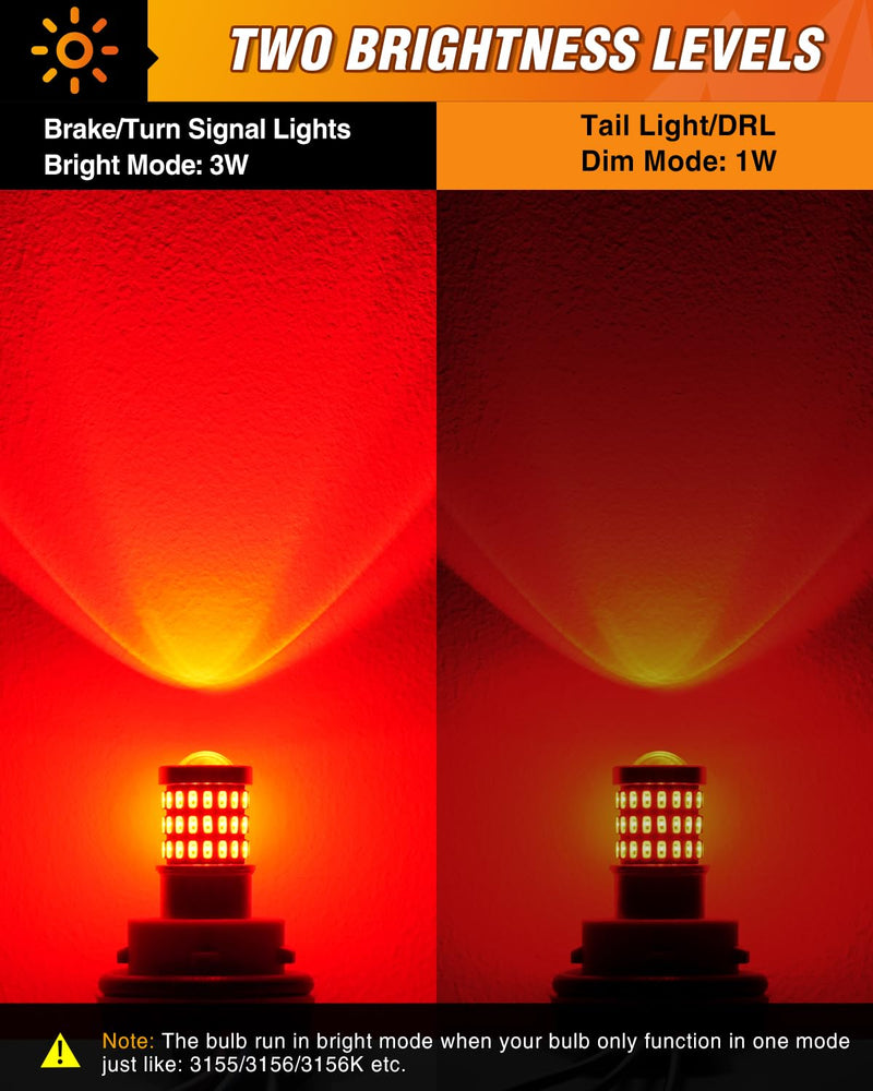 Nilight 1157 LED Bulb 2PCS 57LED Red 2057 2357 BAY15D 7528 Brake Stop Light Turn Signals Light Tail Light with Projector Replacement for Trucks Cars Motorcycles 1157/2057/2357/BAY15D/7528