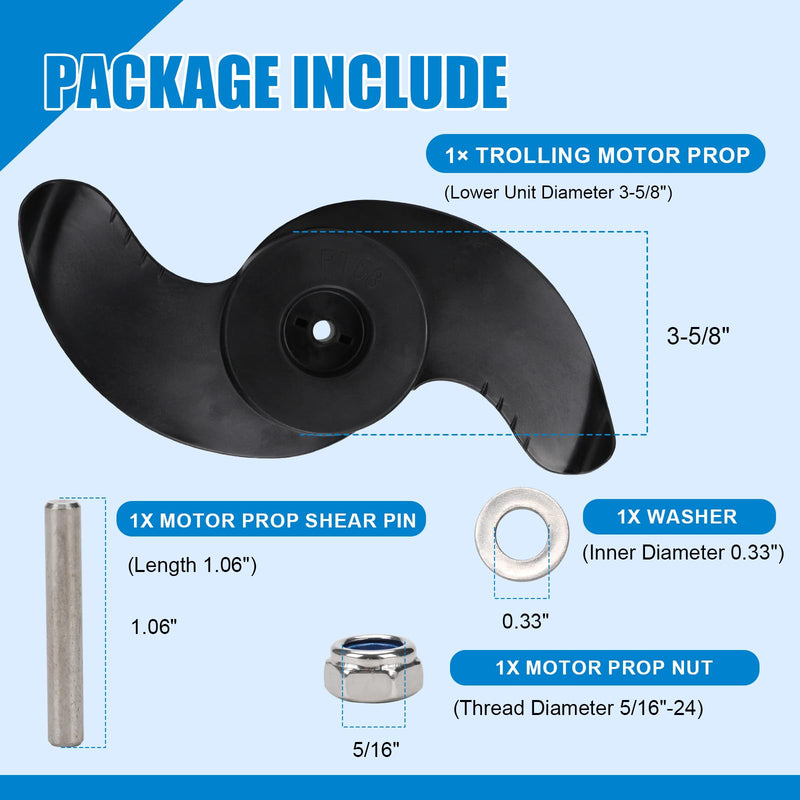 MKP-32 Trolling Motor Propeller Compatible with Minn Kota Trolling Motor Weedless Wedge 2 Prop, Weedless Wedge Prop Fits 3-5/8" Motor Diameters Trolling Motors, OE Replace# 2091160 1865017