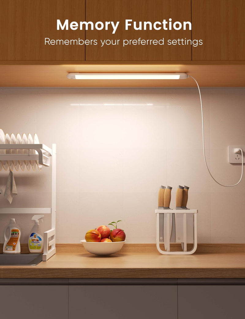 2 Pack Hand Wave Under Cabinet Lights, 16 Inch Plug in Dimmable Kitchen Counter Light Brightness Adjustable Over Sink Lighting, Super Bright LED Lights Motion Sensor Above Stove Lites Under Shelf Lamp White 2pack