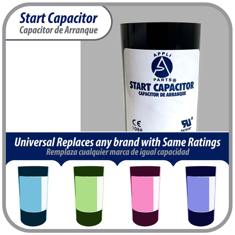 Appli Parts CON-400-250 Motor Start Capacitor 400-480 MFD uF, 250 VAC. Universal for Electric Motor Applications, 1.75 in Wide, 3.38 in Height