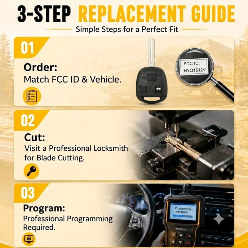 Key Fob Replacement Fits for 2001-2005 Lexus IS300/ 2002-2003 ES300 | HYQ1512V 89785-50031 4C Chip 1.5in Blade (Requires Master Key)