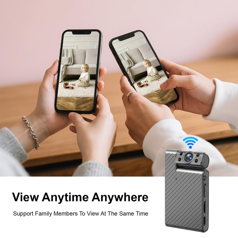 Mini Wireless Camera HD 180° Rotating Cameras Smallest WiFi Security Camara, Portable Nanny Cam Night Vision Tiny Rotatable Cams for Home Room Office Indoor Outdoor (Silver) Silver
