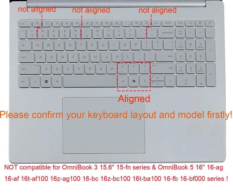 Keyboard Skin Compatible for 2026 HP OmniBook 5 Laptop 16-cf 16-ch 16-bp 16-bm Series 16" & OmniBook 3 16-bw/by/bu 17-dm/dn Series (Not for 16t-ba100 16z-ag100/bc100 16-af/ag/fb 16-bc/bf/ba) Black Compatible for OmniBook 5 16-cf