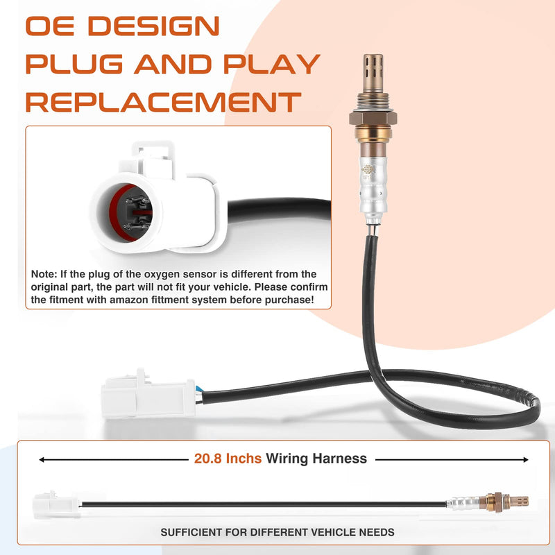 4Pcs 15717 Oxygen O2 Sensor Upstream Downstream Fit for Ford F-150 F250 F350 Ranger Escape Explorer Mustang Foucs Expedition Mazda Lincoln Jaguar Mercury Aston Martin 15716 15718