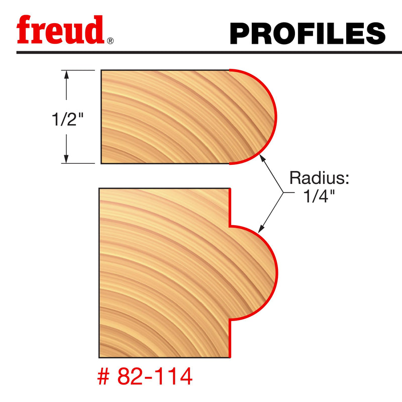 Freud 82-114: 1/4" Radius Half Round Bit with 1/2" Shank