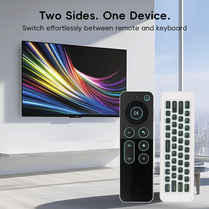Air Mouse with Backlit Keyboard, Bluetooth & 2.4G | Rechargeable USB-C • 7-Color Backlit • 6-Axis Gyro • IR Learning • Android TV, PC & Smart TV Compatible