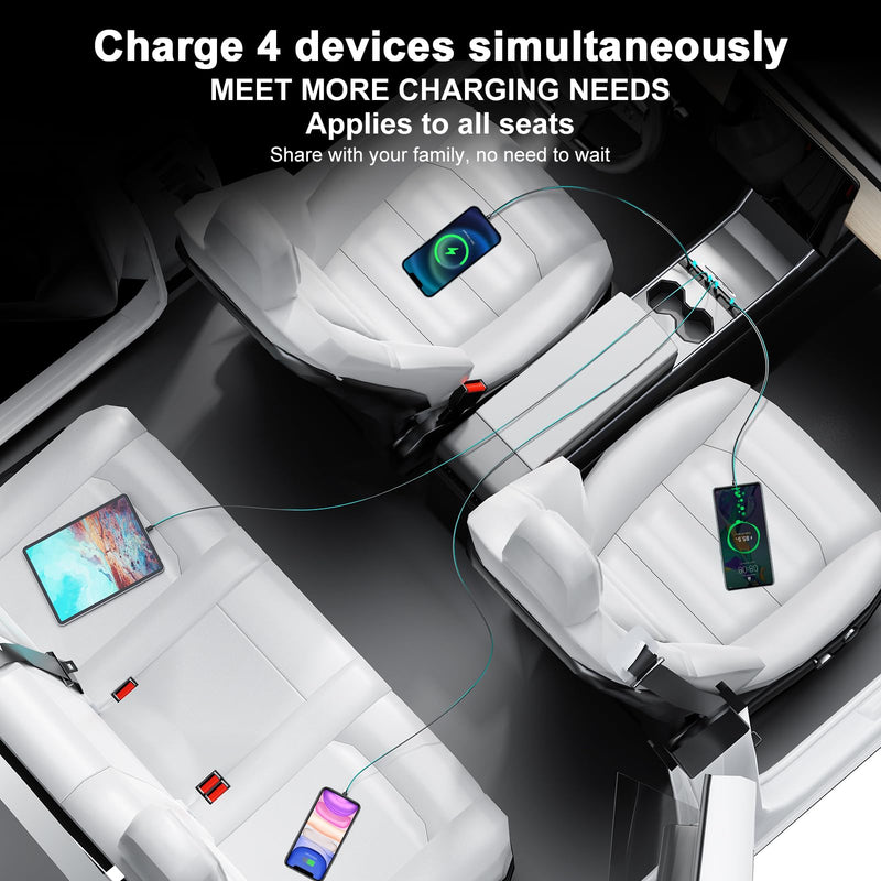 USB HUB for Tesla New Model Y Juniper & Model 3 Highland，Hidden Docking Station Design，Tesla Model 3 (2024 2025 2026)/New Model Y Juniper Accessories for Phone Charger Fast Charging Cables for Model 3 2024 2025（45W）/Model y juniper