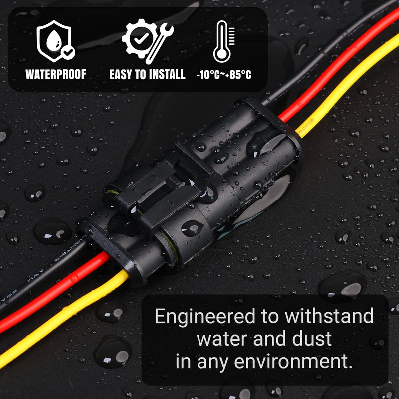 TMH 1/2/3/4/5/6 Pin Wire Connector 22 AWG Waterproof Electrical Male and Female, 10 cm. Wire Connectors 1-6 Way with Heat Shrink Tubing for Car Truck Boat Wire Connection (40PCS) 1/2/3/4/5/6 Pin - 40PCS