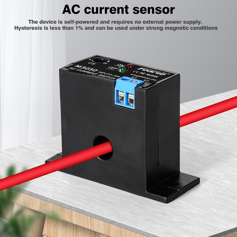 Jadeshay AC Current Sensing Switch Normally Open Current Sensing Relay 240V AC 0.2-30A Adjustable Current Sensor M3050 Model