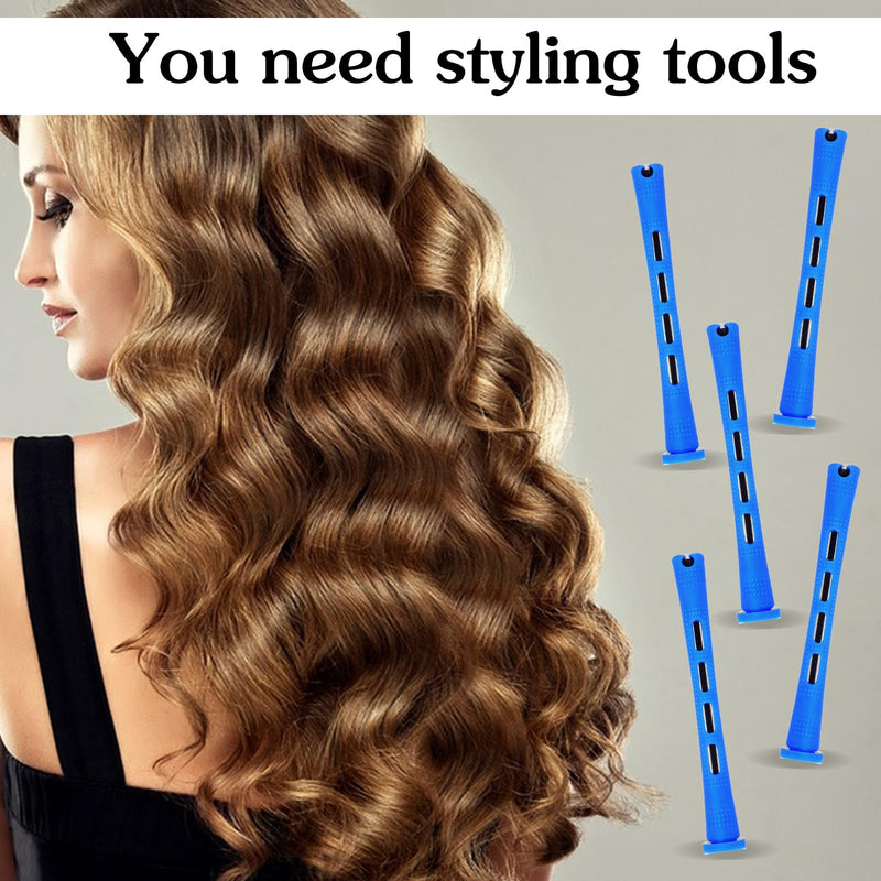  [AUSTRALIA] - 20 Pcs Perm rod Small Plastic Hair Perming And Rollers Curling Roller Medium For Long Hairs (Blue, 0.35 Inches)