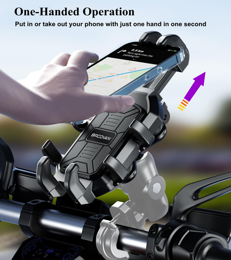 BRCOVAN 1'' Ball Phone Mount Holder with Vibration Dampener, Compatible with RAM Mounts B Size Double Socket Arm, Adjustable Heavy Duty for Bike Motorcycle Scooter ATV UTV, Fit 5.4-6.9'' Cellphone