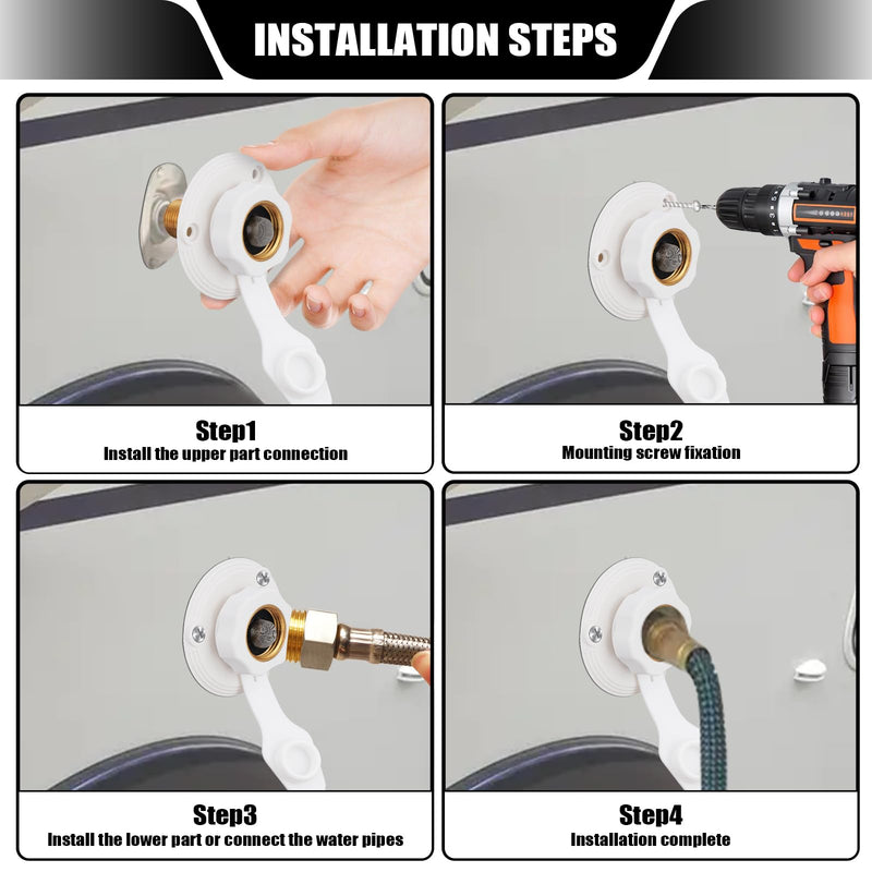 RV Water Inlet, 3/4 NH Female to 1/2 NPT Male, Built-in Check Valve, Made of Brass Material, Leak Proof and Durable, Easy to Install, Perfect for Travel Trailers and RVs