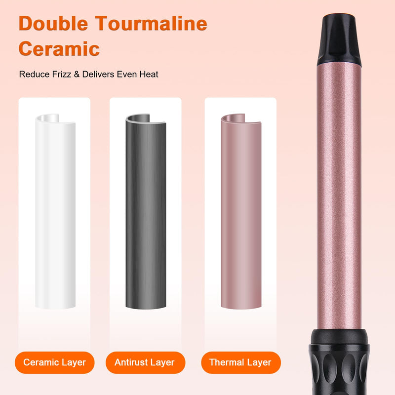 Curling Wand 25mm Tourmaline Ceramic Barrel Hair Curling Wand for Medium to Long Hair, Clamp-Free, Adjustable Temperature, Dual Voltage Professional Hair Curler Iron for Long-Lasting Waves
