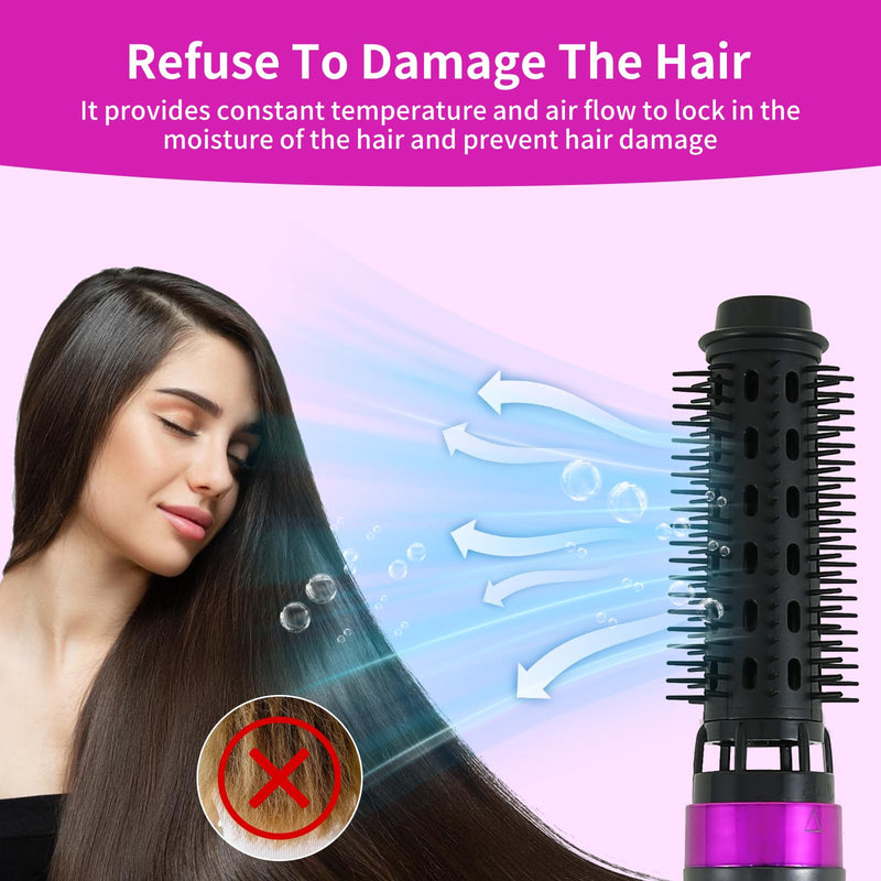 Hair Dryer Brush Blow Dry Hair Brush 6 in 1 Detachable Hair Dryer Hot Air Styler Hot Brush for Hair Styling, Lightweight Travel Hair Dryer, Hot Air Brush for Drying Curling Straightening