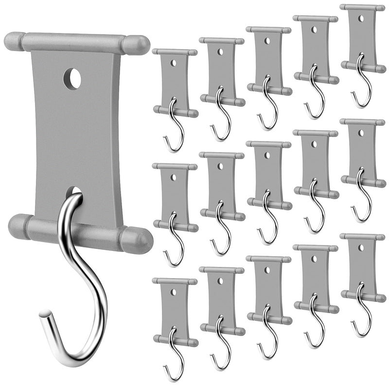 Homgaty 16 PCS RV Awning Light Clips, Double Slot Awning Hooks Camper Holders Heavy Duty RV Light Support Hanger for Lights Clothes, RV Awning Hooks Easily Slides Into Awning Roller Slot Gray